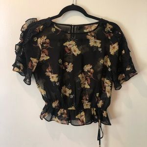 Free Press Black Floral Blouse